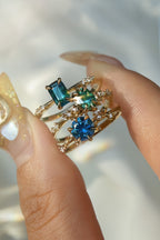 Rich Silky Teal Emerald Cut Sapphire Ilona Ring