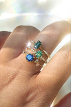 Rich Silky Teal Emerald Cut Sapphire Ilona Ring