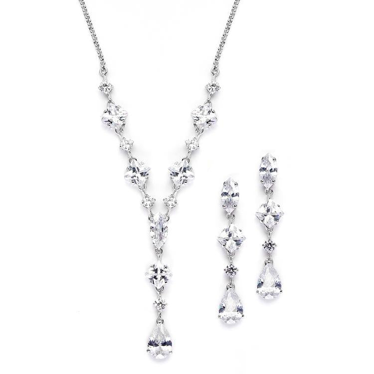 Nicolina Simulated Diamond Necklace set - Olivier Laudus Wedding Jewellery