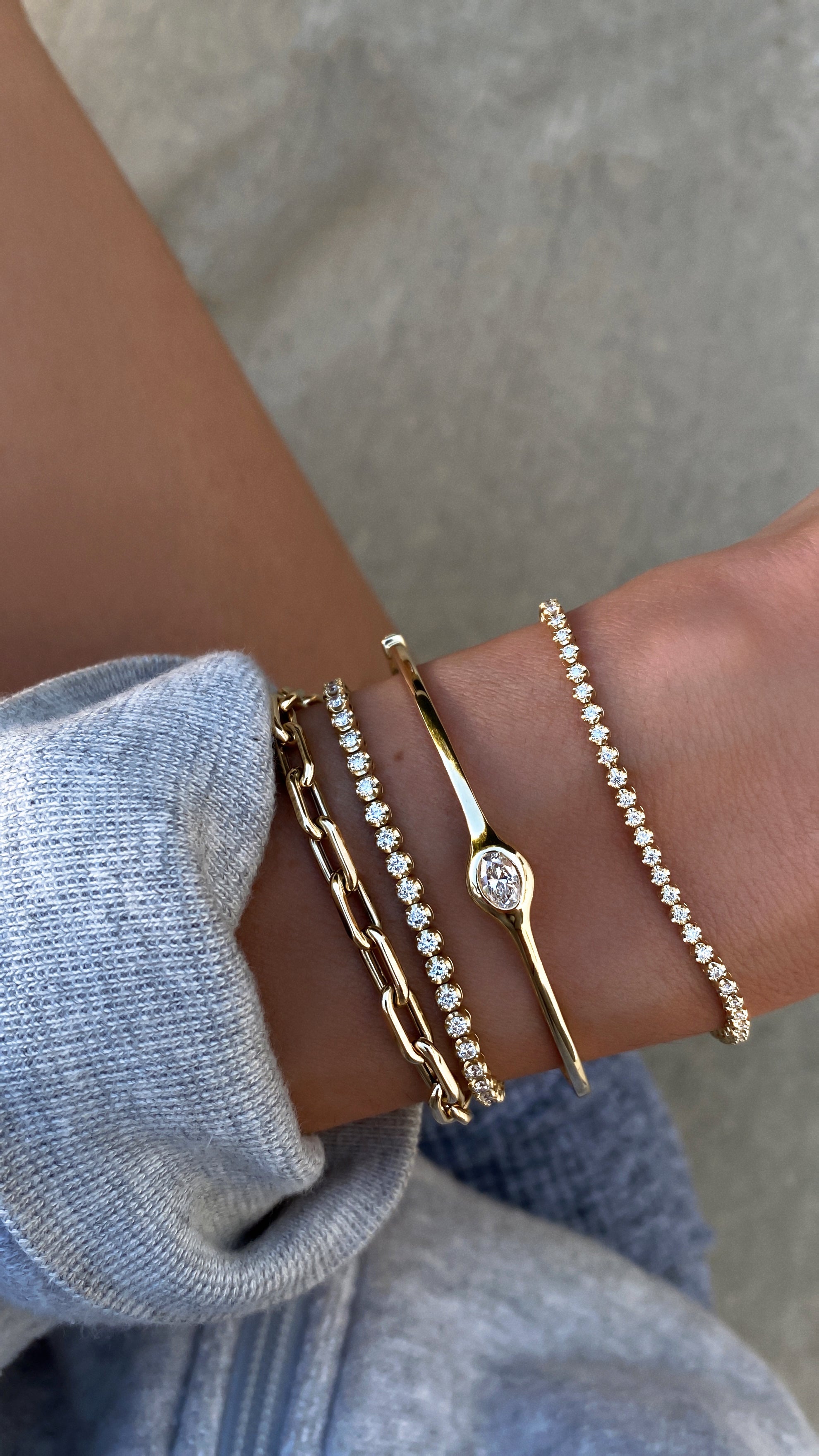 14kt gold diamond baby poppy tennis bracelet