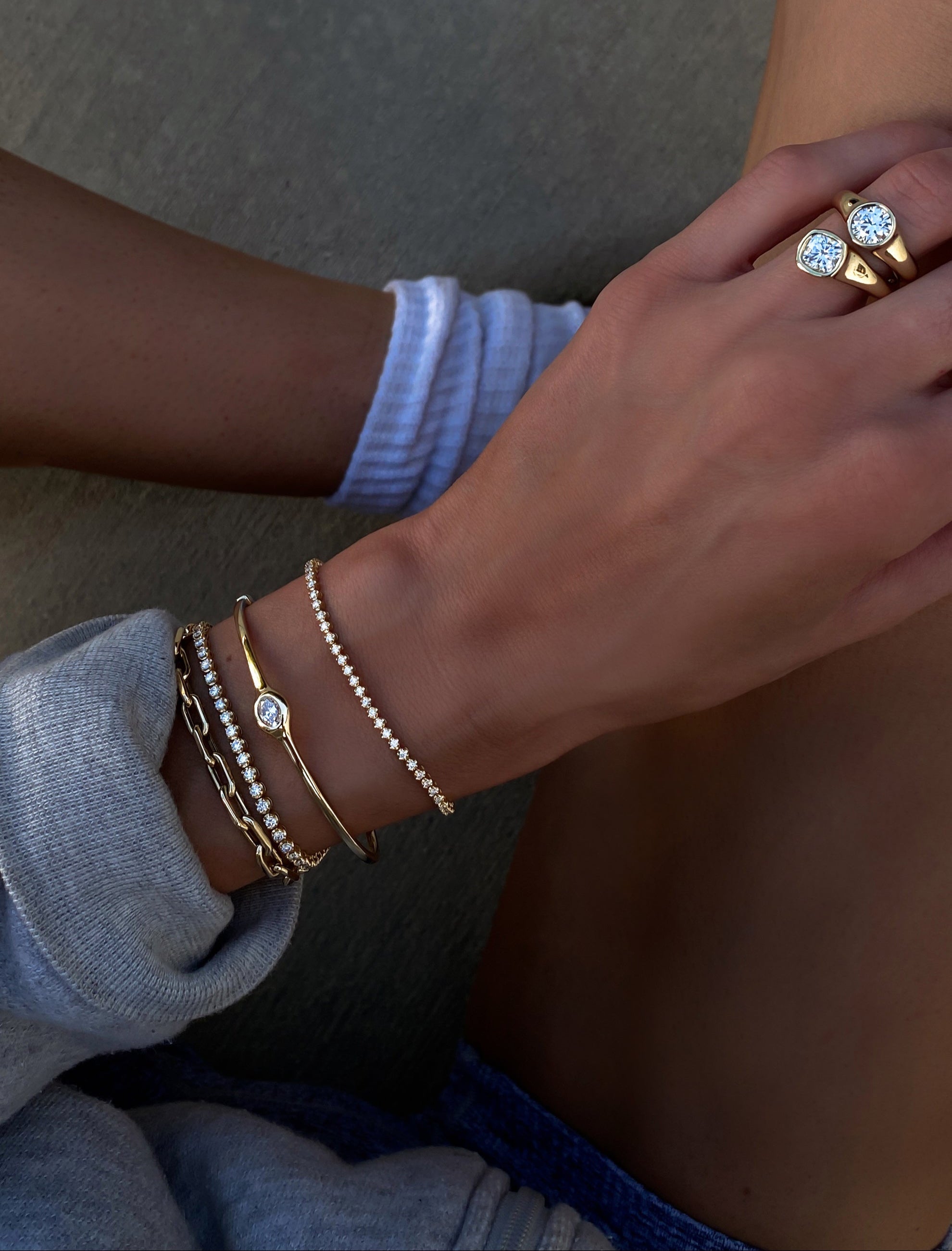 14kt gold diamond baby poppy tennis bracelet