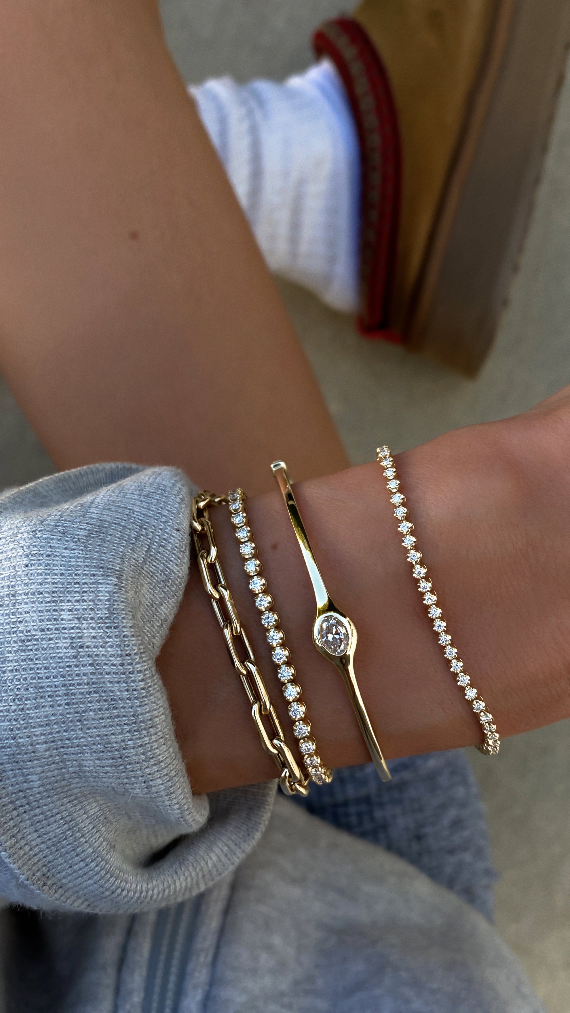 14kt gold diamond baby poppy tennis bracelet