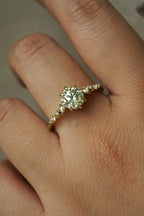 1ct Light Green-Yellow Diamond Nereid Ring
