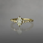 Marquise Cut Green Diamond White Wisp Ring