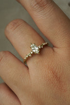 Marquise Cut Green Diamond White Wisp Ring