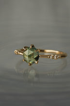 Silky Rose Cut Green Sapphire Ilona Ring