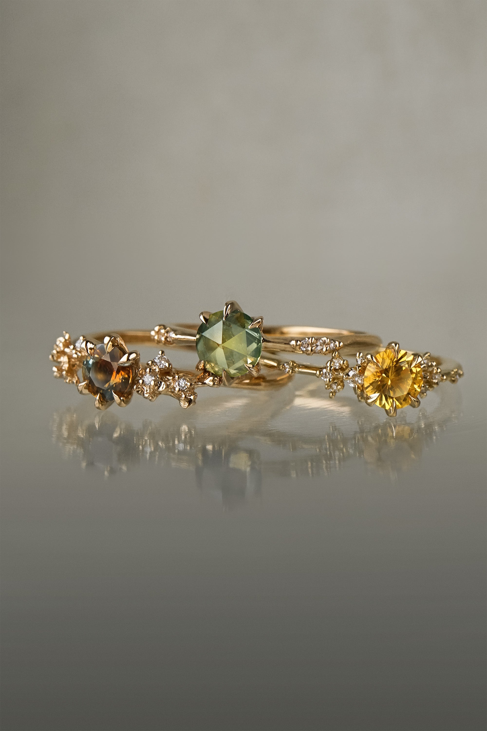 Orange Kaleidoscope Sapphire Asrai Garden Ring