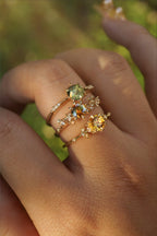 Silky Rose Cut Green Sapphire Ilona Ring