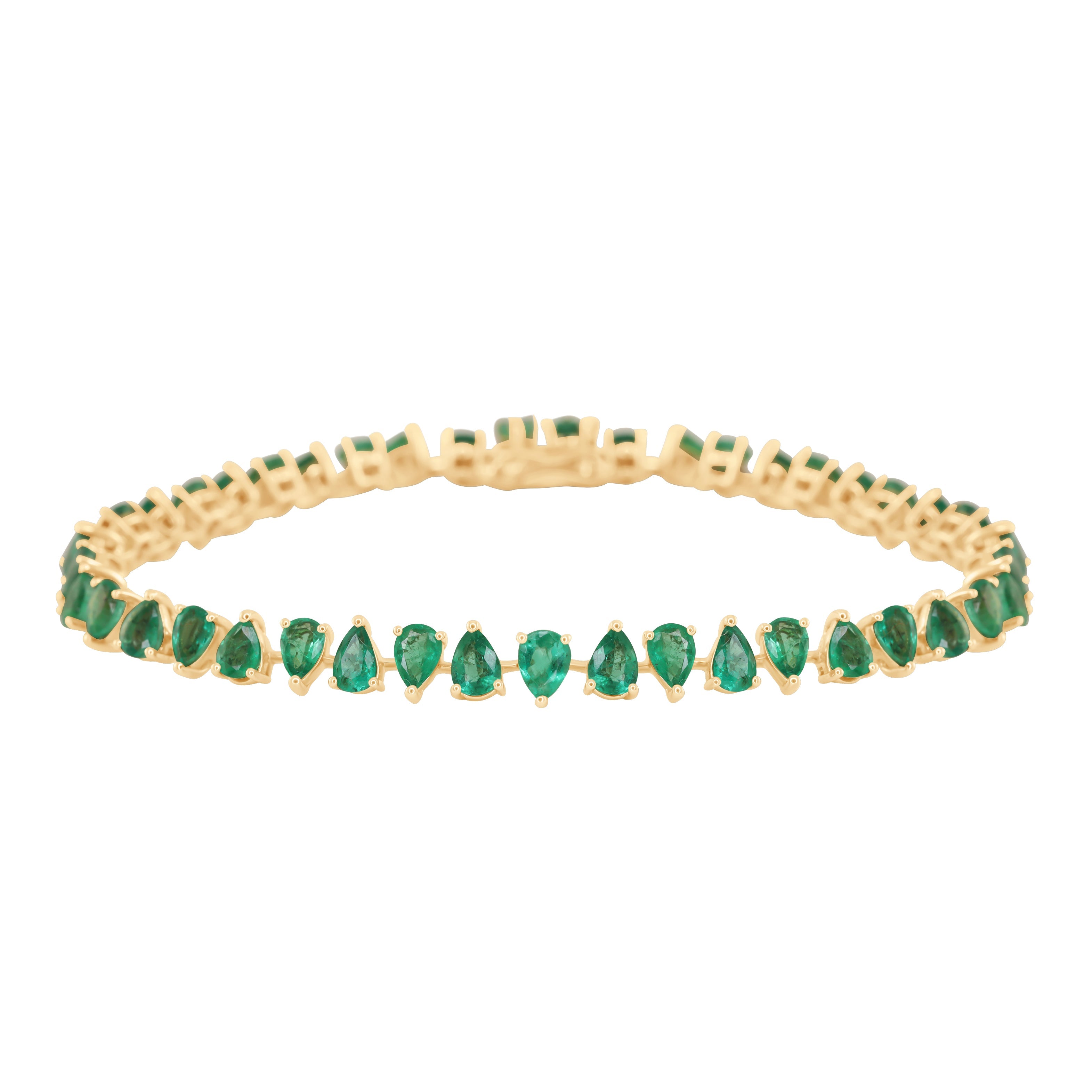 14kt gold teardrop emerald tennis bracelet